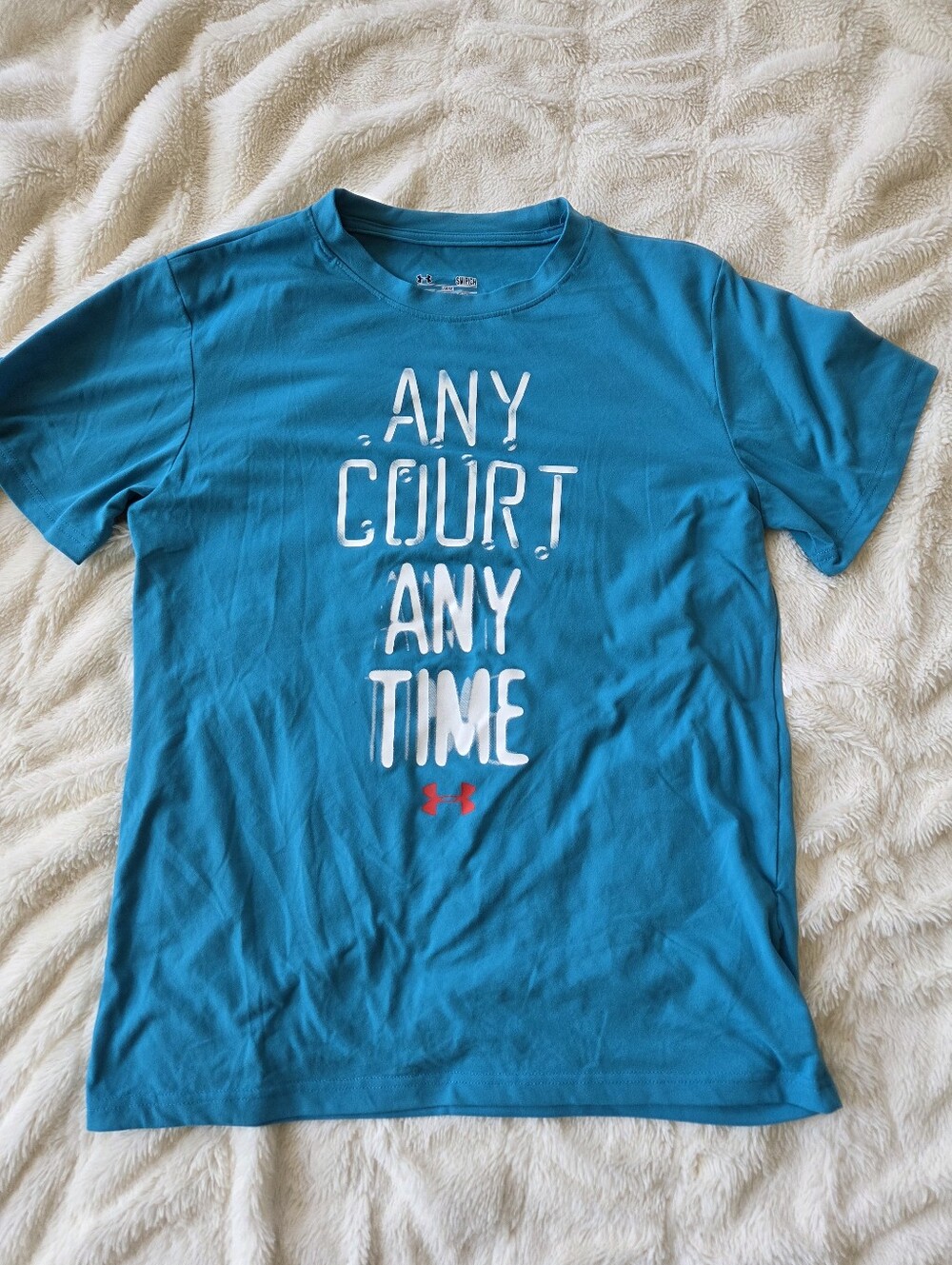 Under Armour Teal Short-Sleeve Graphic Tee with White Text